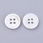 4-Hole Shell Buttons, Undyed, Flat Round