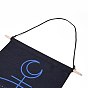 Rectangle Linen Tapestry, Wall Decoration, with Wood Bar, PP Cord, Iron Finding