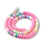Handmade Polymer Clay Bead Strands, Flat Round, Heishi Beads