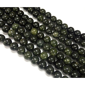 Perles de pierres fines , serpentine naturelle / pierre verte, ronde
