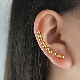304 Stainless Steel Curved Bar Stud Earrings with Ear Cuff, Climber Wrap Around Earrings