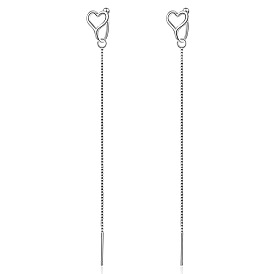 Hollow Heart Long Ear Thread with Beads - Girl's Fashion Ear Jewelry.