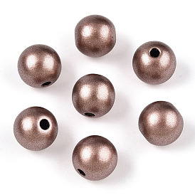 Matte Style Spray Painted Acrylic Beads, Round