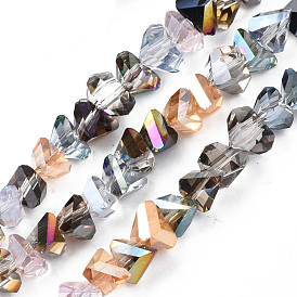 Plaquent verre transparent perles brins, de couleur plaquée ab , facette, triangle