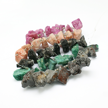 Electroplated Natural Agate Bead Strands, Druzy Agate, Nuggets, Dyed