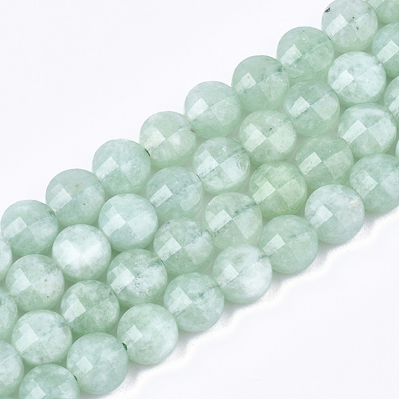 Perles de jade du Myanmar naturel / jade birmane, facette, plat rond