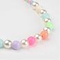 Acrylic Graduated Beaded Kids Necklaces, with Opaque Acrylic Round Beads, 16.14 inch