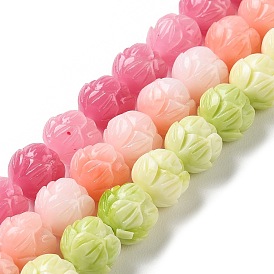 Carved Synthetic Coral Beads, Dyed, Flower