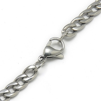 Trendy Men's 201 Stainless Steel Chain Curb Necklaces, with Lobster Claw Clasps, 23.62 inch