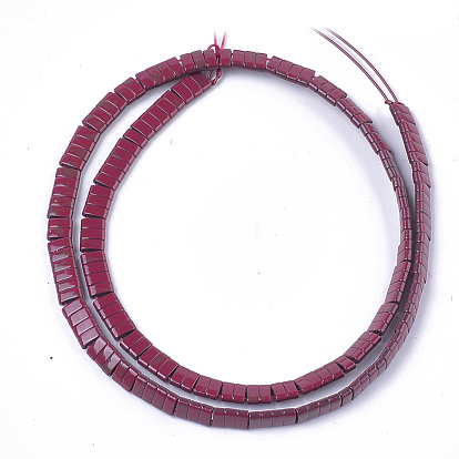 Liens multibrins en hématite synthétique non magnétique peints à la bombe, perles porteuses à deux trous, pour la fabrication de bracelets élastiques, rectangle