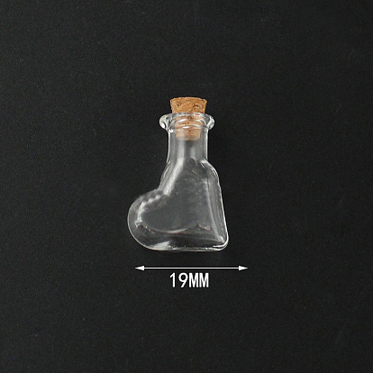 Mini contenedores de cuentas de botella de vidrio de borosilicato alto, deseando botella, con tapón de corcho, corazón