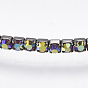 Pulseras elásticas de cadena de garra de latón, con diamante de imitación, color de ab chapado