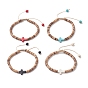 Dyed Synthetic Turquoise Corss & Coconut Disc Braided Bead Bracelet for Women