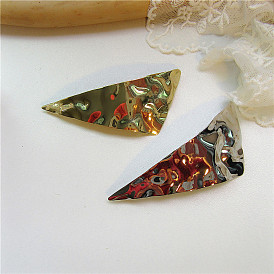 Geometric Triangle Spring Hair Clip with Cold Wind Design - Metal Alloy, Large Edge, Concave-Convex.
