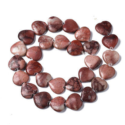 Natural Red Picture Jasper Beads Strands, Heart