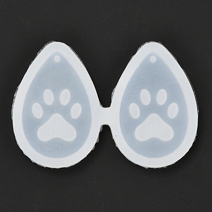 Moules en silicone pendentif bricolage, moules de résine, outils de moule d'artisanat en argile, larme avec des empreintes de pattes de chien