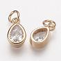 Brass Micro Pave Grade AAA Cubic Zirconia Charms, Lead Free & Nickel Free & Cadmium Free, Drop