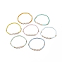 7 pcs 7 ensemble de bracelets extensibles en perles de coquillages et de graines naturelles de couleur pour les femmes