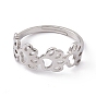 201 Stainless Steel Hollow Out Dog Paw Prints Adjustable Ring for Women