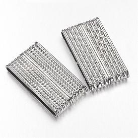 Alloy Magnetic Clasps with Glue-in Ends, Rectangle, 37.5x19x7mm, Hole: 34x4mm