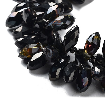 Perles en verre electroplate, demi-plaqué, facette, goutte , Trou: 1mm