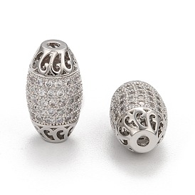 Brass Cubic Zirconia Beads, Oval