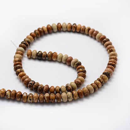 Rondelle Natural Picture Jasper Bead Strands, 6x4mm, Hole: 1mm, about 105pcs/strand, 15.74 inch