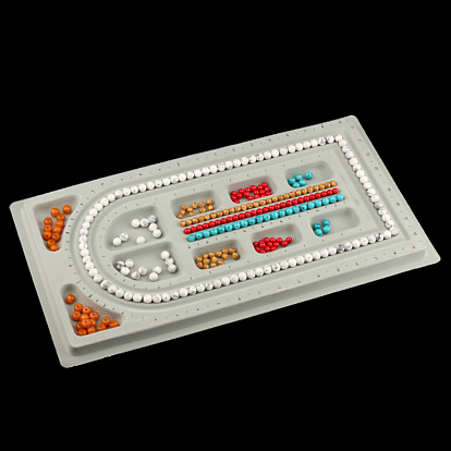 PE and Flocking Bead Design Boards, Necklace Design Board, with Graduated Measurements, DIY Beading Jewelry Making Tray, Rectangle