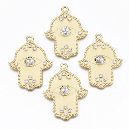 Grandes colgantes de aleación, con diamantes de imitación de cristal, sin cadmio y níque y plomo, real 14 k chapado en oro