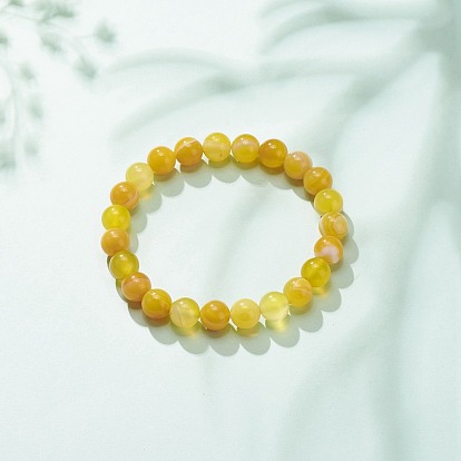 Bracelet extensible à perles rondes en agate naturelle, bijoux en pierres précieuses pour femmes