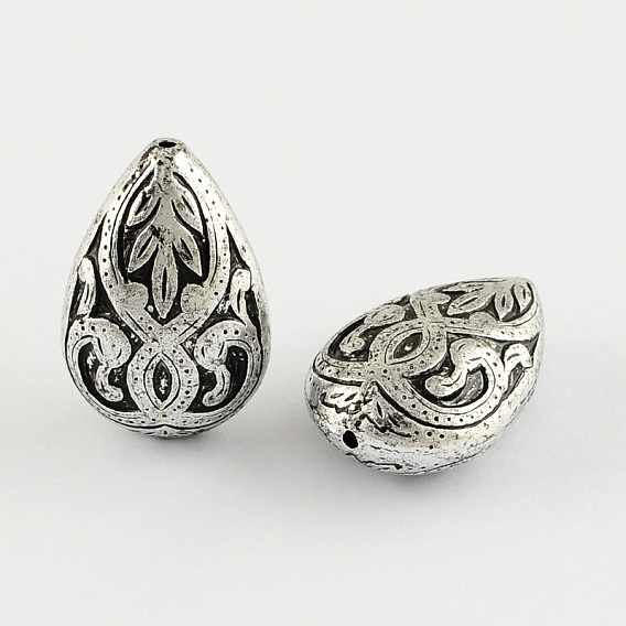 Perles acryliques antiques en forme de larme, 27x18x11mm, trou: 1 mm, environ 180 pcs / 500 g