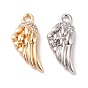 Brass Micro Pave Clear Cubic Zirconia Charms, Cadmium Free & Lead Free, Wing