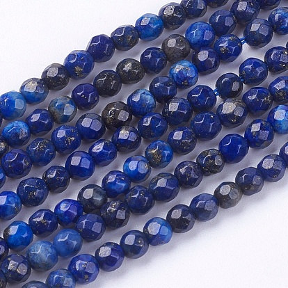 Lapis-lazuli, brins de perles naturels , facette, ronde, 3mm, Trou: 0.8mm