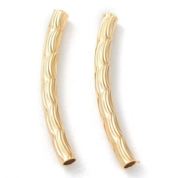 Brass Tube Beads, Long-Lasting Plated, Curved Beads, Textured Tube