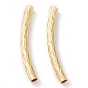 Brass Tube Beads, Long-Lasting Plated, Curved Beads, Textured Tube