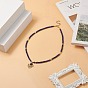 Gemstone Beaded Necklaces, 304 Stainless Steel Fan Pendant Necklaces with Lobster Claw Clasp & Chain Extender for Women