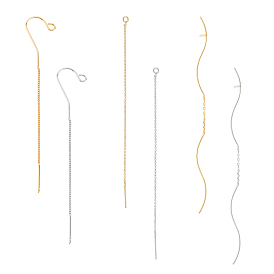 Unicraftale Brass Chain Stud Earring Findings, Ear Threads