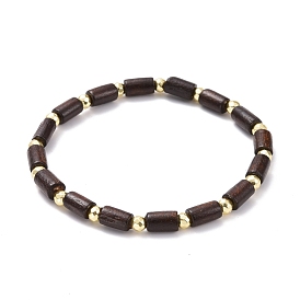 Bracelet extensible en perles de bois naturel, bracelet en pierre de perles rondes en hématite synthétique non magnétique pour hommes femmes, or