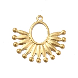 Brass Pendants, Oval with Flower