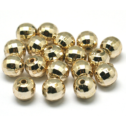 Faceted Round Plated Acrylic Beads