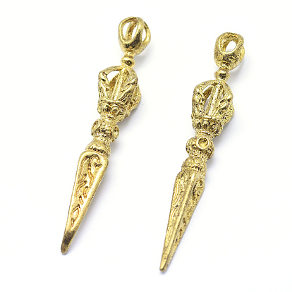 Brass Pendants, Dorje Vajra for Buddha Jewelry, Lead Free & Cadmium Free & Nickel Free, Cone