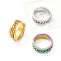 3 piezas 3 colores 201 juego de anillos de dedo de cadena de eslabones de acero inoxidable para mujeres