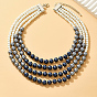 Imitation Pearl Jewelry Set, Zinc Alloy Multi Layer Necklaces and Dangle Earrings for Women