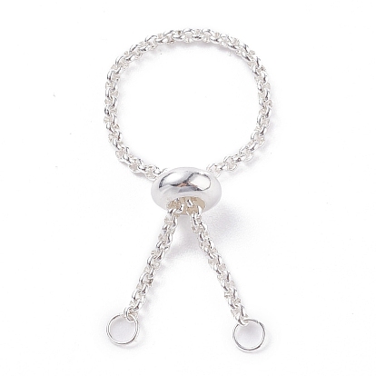 304 accesorios de anillo deslizante de cadenas rolo de acero inoxidable, fornituras de anillo ajustables con cuentas de latón