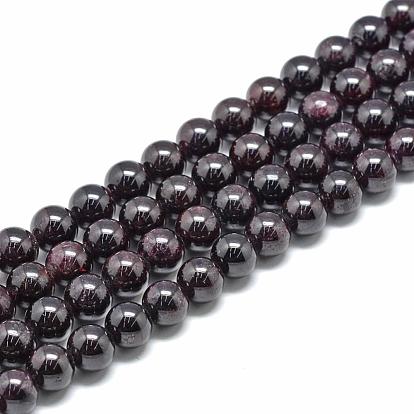 Natural Garnet Beads Strands, Grade A, Round