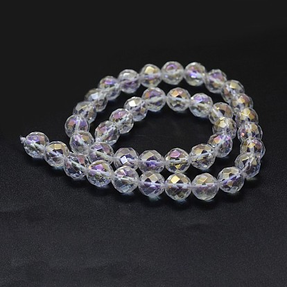 Galvaniques quartz naturel perles de cristal brins, de couleur plaquée ab , facette, ronde