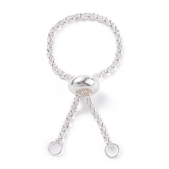 304 accesorios de anillo deslizante de cadenas rolo de acero inoxidable, fornituras de anillo ajustables con cuentas de latón