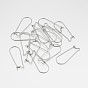 304 Stainless Steel Hoop Earrings Findings Kidney Ear Wires, 33x12x0.5mm, Pin: 0.7mm