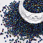 Perles cylindriques en verre plaqué dépoli, Perles de rocaille, couleurs métalliques, trou rond