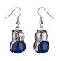 Gemstone Owl Dangle Earrings, Platinum Brass Jewelry for Women